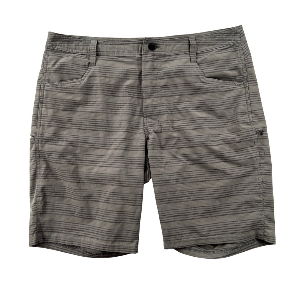 KUHL Upriser Grizzly Gray Striped‎ Hiking Shorts Mens 36 Quick Dry Gorpcore Hike